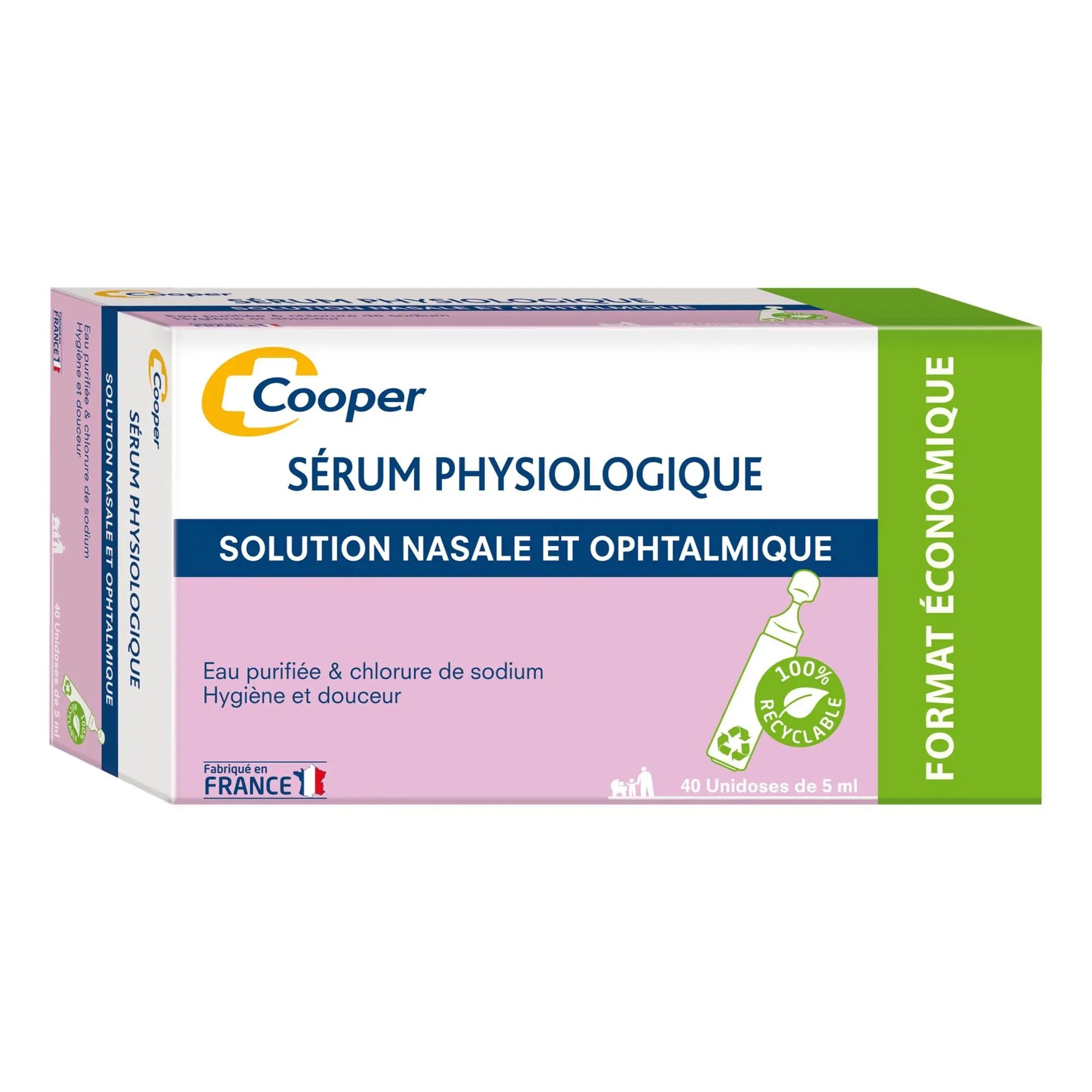 Serum physiologique Boite de 40 uninodoses de 5ml - Cooper