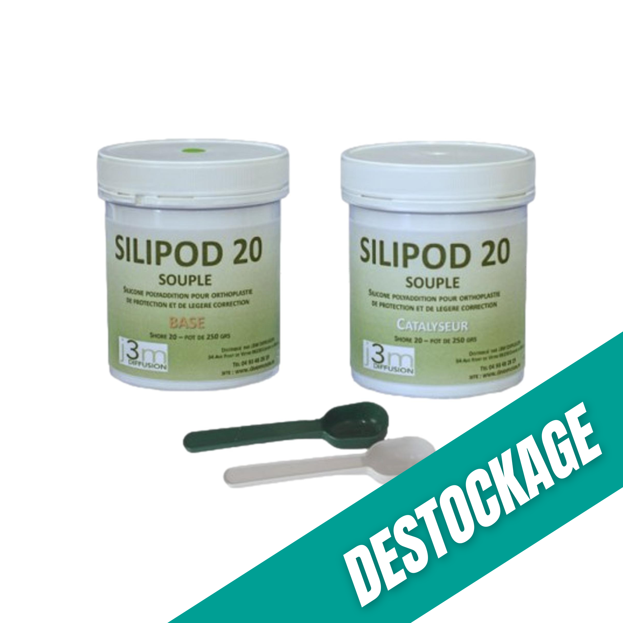 Silicone orthoplastie - Dureté souple - Shore A 20 - Silipod - Catalyseur // Destockage Destockage 